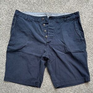 Divided Blue Flat Front Shorts Casual Cotton Blend